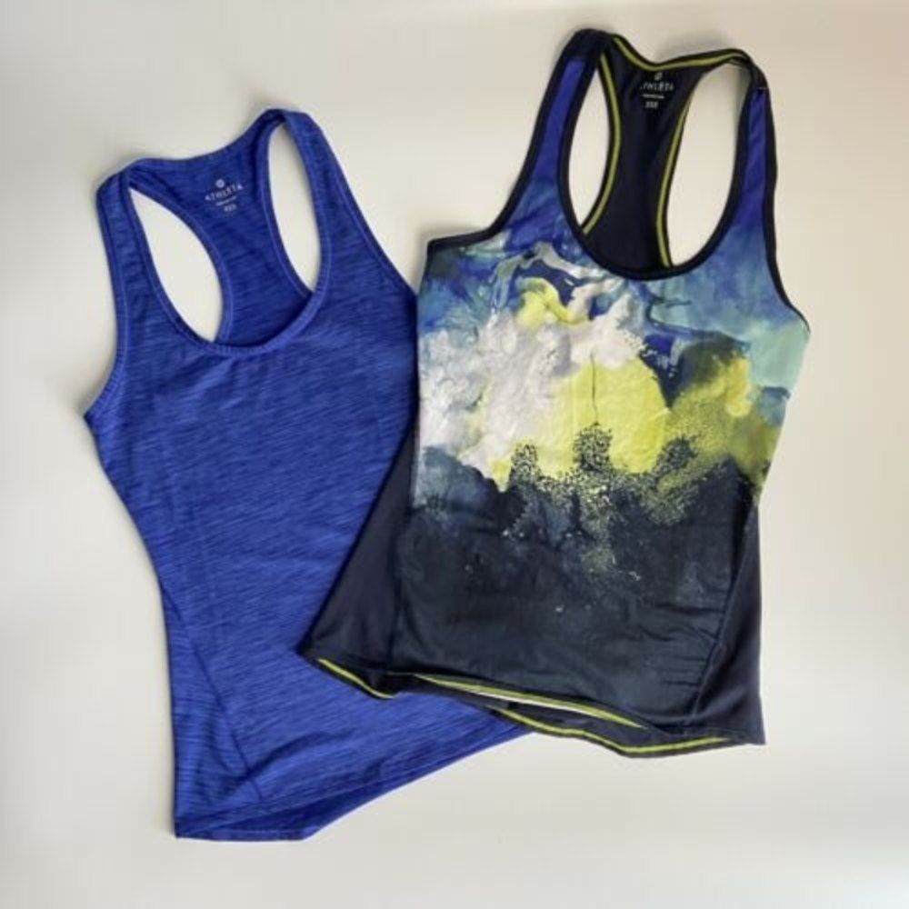 Athleta Tank Top Bundle Women's Size XXS Watercolor Blue Racerback Sleeveless